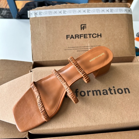 Reformation Assunta 35mm strappy mules brown vegan leather size 9 - Picture 2 of 8